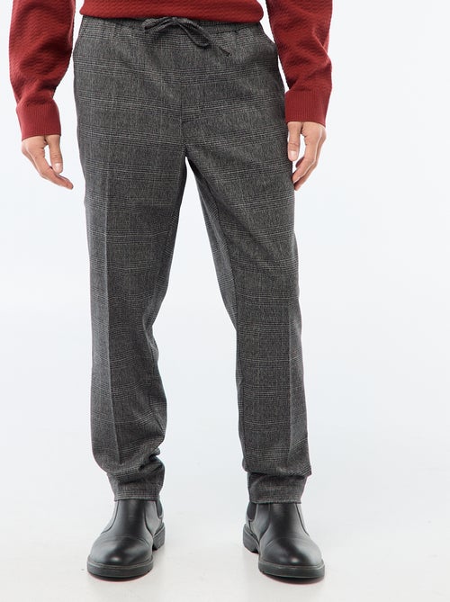 Pantalon esprit 'jogger' à carreaux - Kiabi