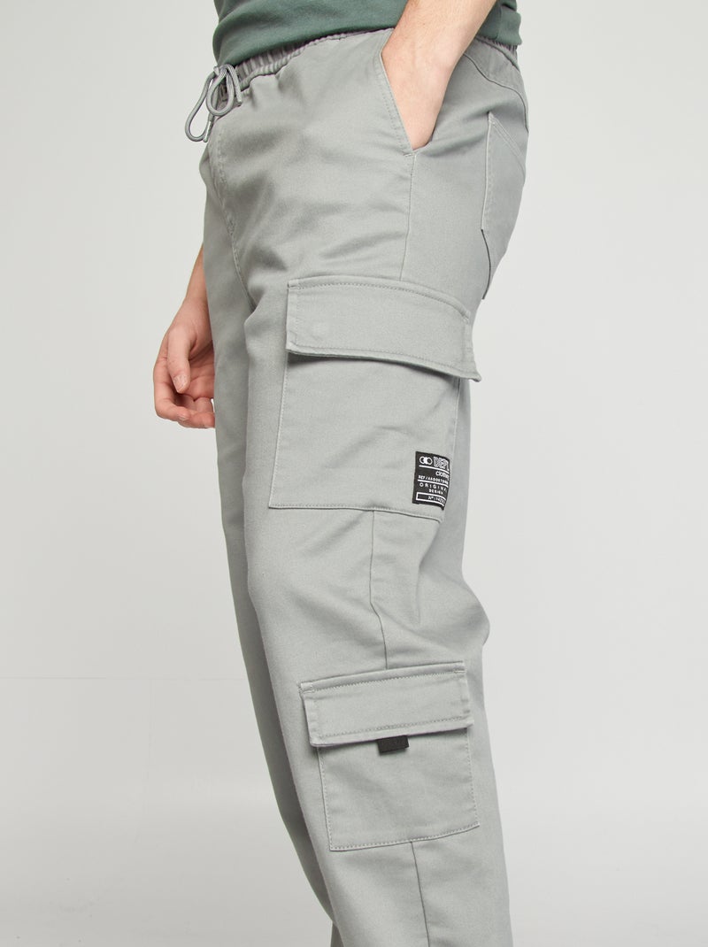 Pantalon esprit 'jogger' multipoches Gris - Kiabi