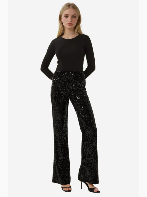 Pantalon évasé à paillettes hiccup - Kiabi Pantalon évasé à paillettes hiccup - Kiabi
