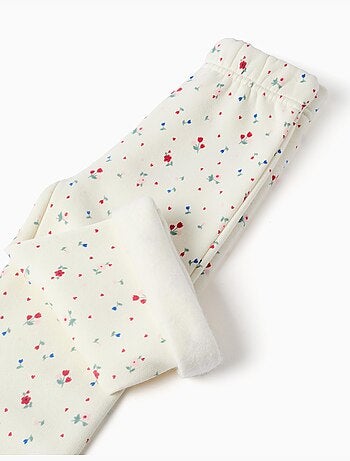 Pantalon évasé en coton peigné avec motif floral