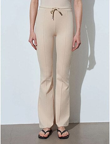 Pantalon évasé en jersey à taille mi-haute et lien dilvin
