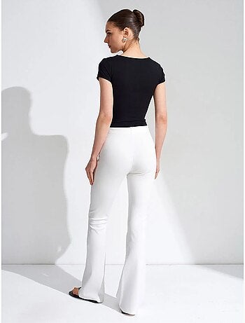Pantalon évasé en jersey à taille mi-haute et lien dilvin