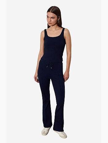 Pantalon évasé en jersey à taille mi-haute et lien dilvin
