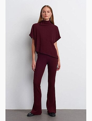 Pantalon évasé en maille, taille haute dilvin