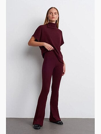 Pantalon évasé en maille, taille haute dilvin