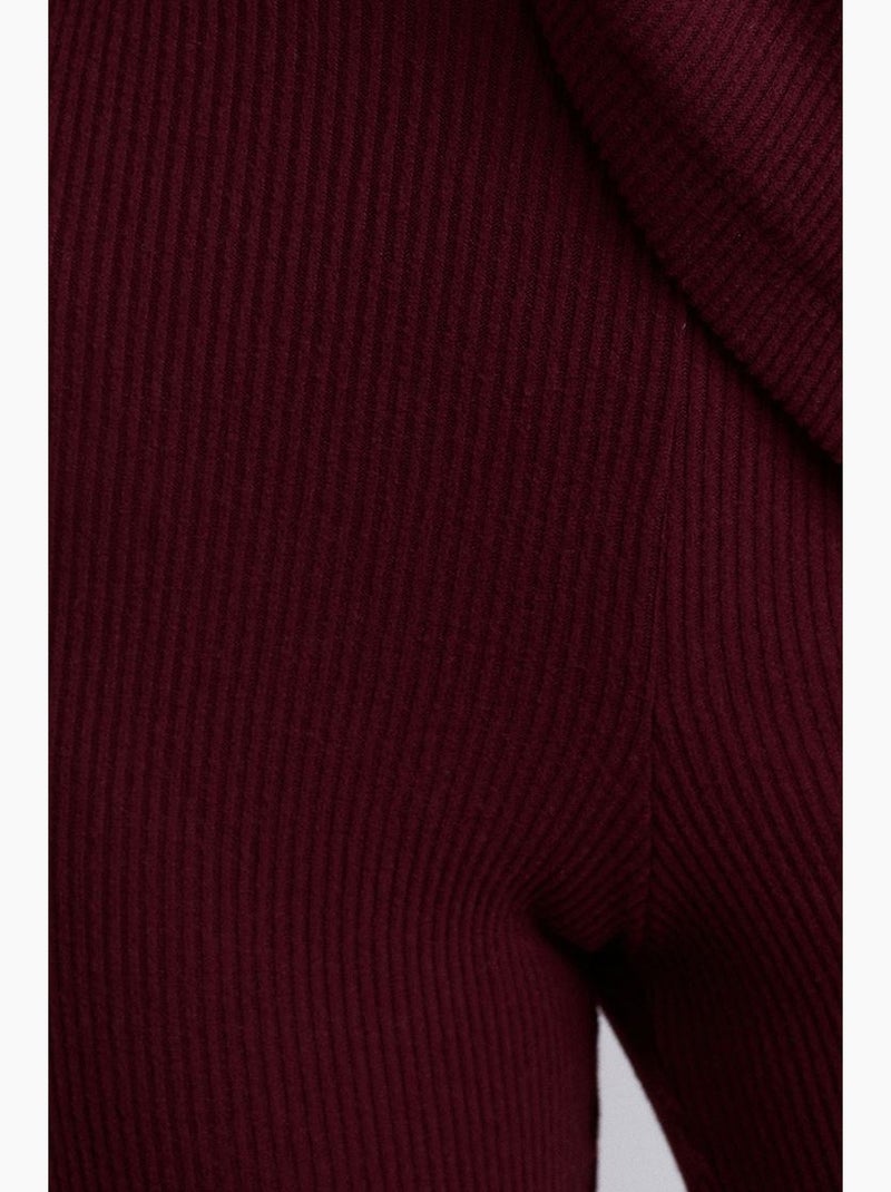 Pantalon évasé en maille, taille haute dilvin Rouge bordeaux - Kiabi