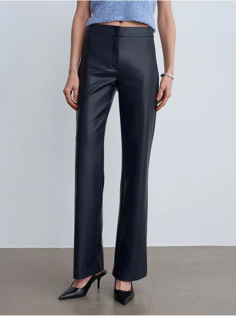 Pantalon évasé femme en simili cuir dilvin Bleu marine - Kiabi