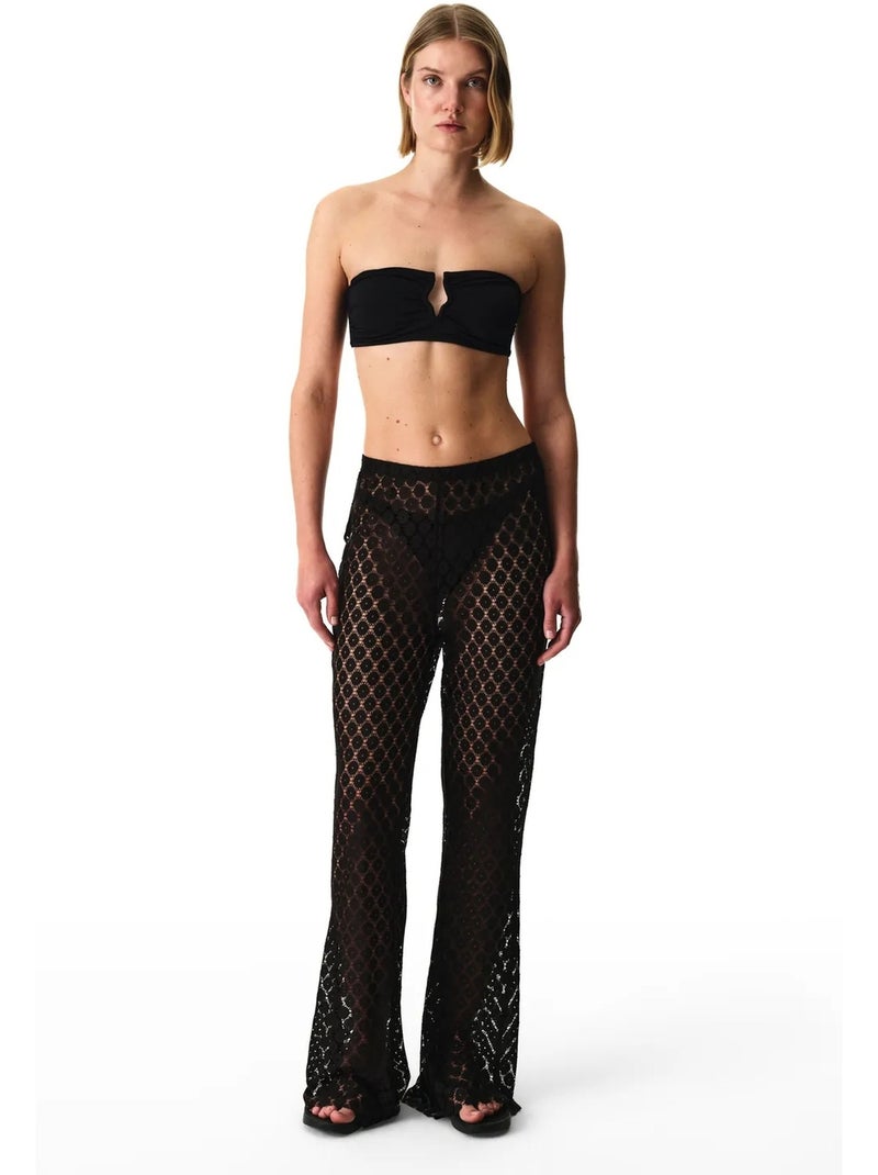 Pantalon évasé penti Noir - Kiabi