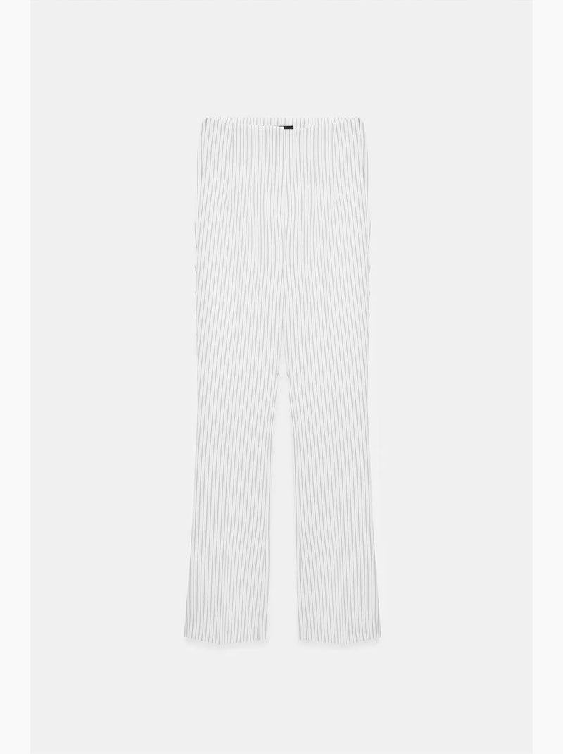 Pantalon évasé rayé à taille haute et plis dilvin Blanc - Kiabi