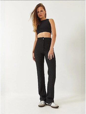 Pantalon évasé rayé taille haute lucci