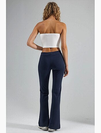 Pantalon évasé taille haute avec ceinture élastique busem