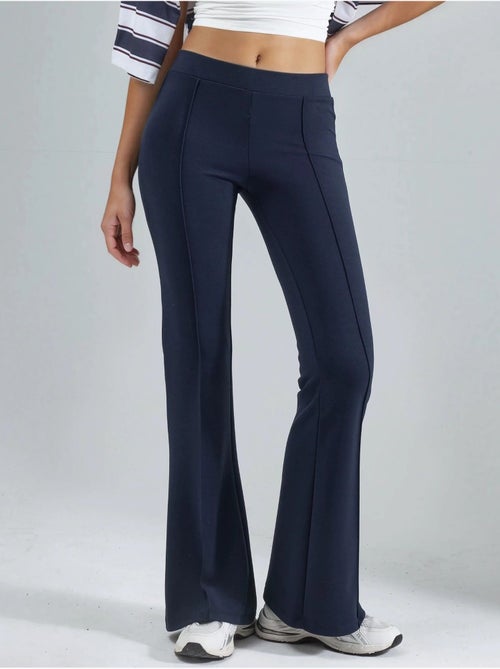 Pantalon évasé taille haute avec ceinture élastique busem - Kiabi Pantalon évasé taille haute avec ceinture élastique busem - Kiabi