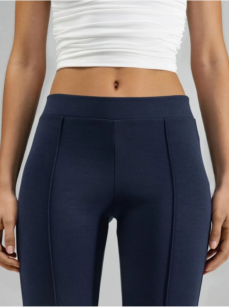 Pantalon évasé taille haute avec ceinture élastique busem Bleu marine - Kiabi