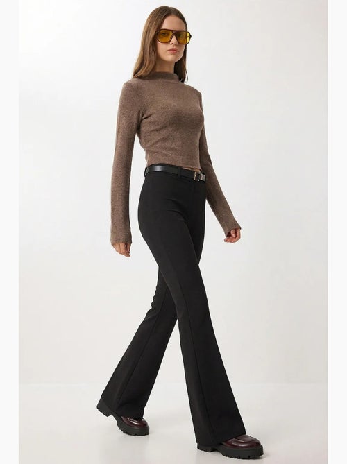 Pantalon évasé taille haute avec ceinture istanbul - Kiabi