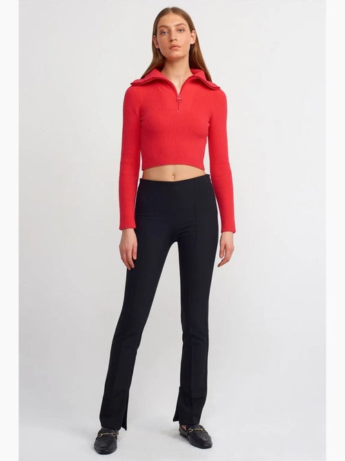 Pantalon évasé taille haute avec fente dilvin - Kiabi