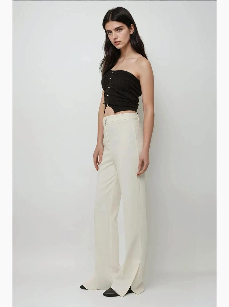 Pantalon évasé taille haute de qualité supérieure hiccup Blanc - Kiabi