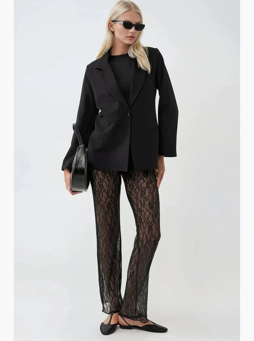 Pantalon évasé taille haute en dentelle hiccup - Kiabi