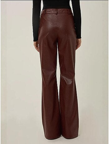 Pantalon évasé taille haute en simili cuir hiccup