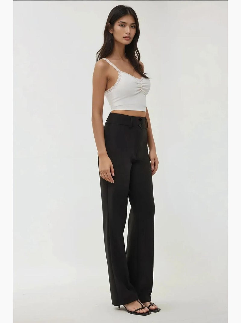 Pantalon évasé taille haute hiccup Noir - Kiabi
