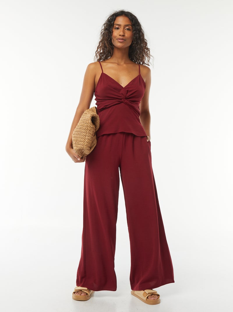 Pantalon extra-large en maille fluide Rouge - Kiabi