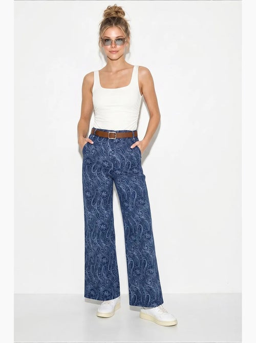 Pantalon femme à ceinture jambe large lucci - Kiabi Pantalon femme à ceinture jambe large lucci - Kiabi