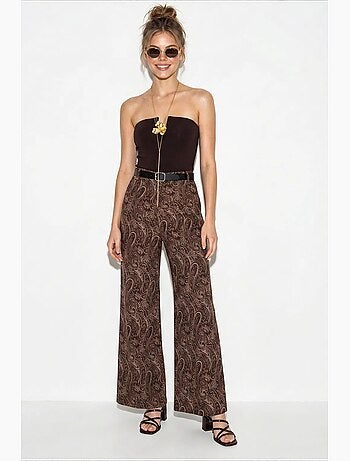 Pantalon femme à ceinture jambe large lucci