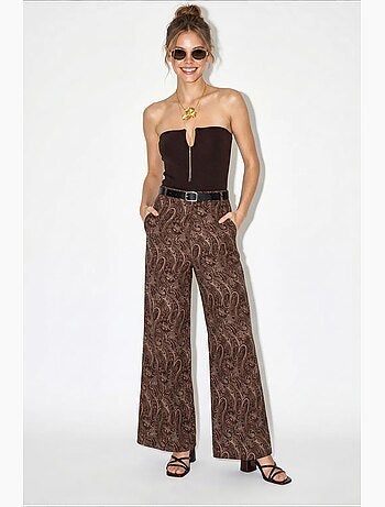 Pantalon femme à ceinture jambe large lucci