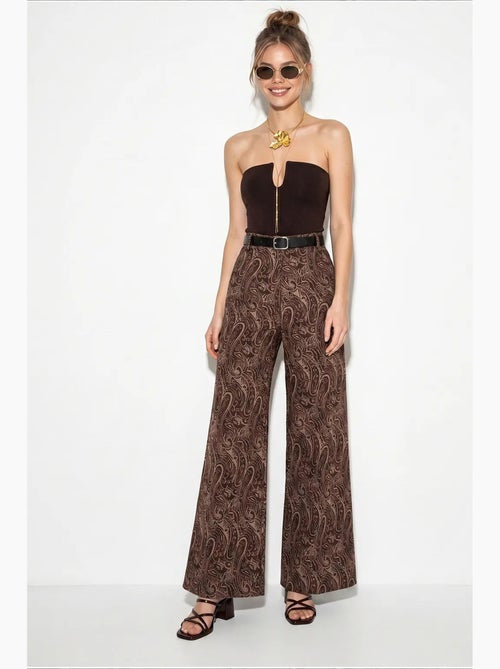 Pantalon femme à ceinture jambe large lucci - Kiabi Pantalon femme à ceinture jambe large lucci - Kiabi