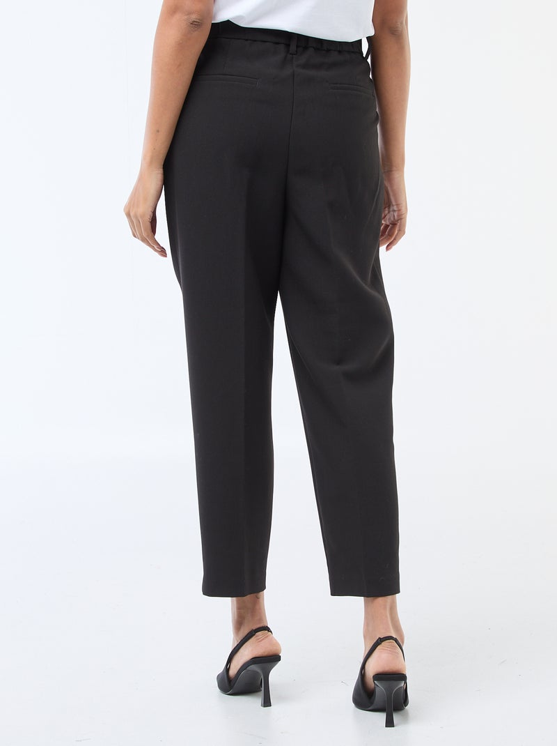 Pantalon femme à coupe droite et taille haute Noir - Kiabi