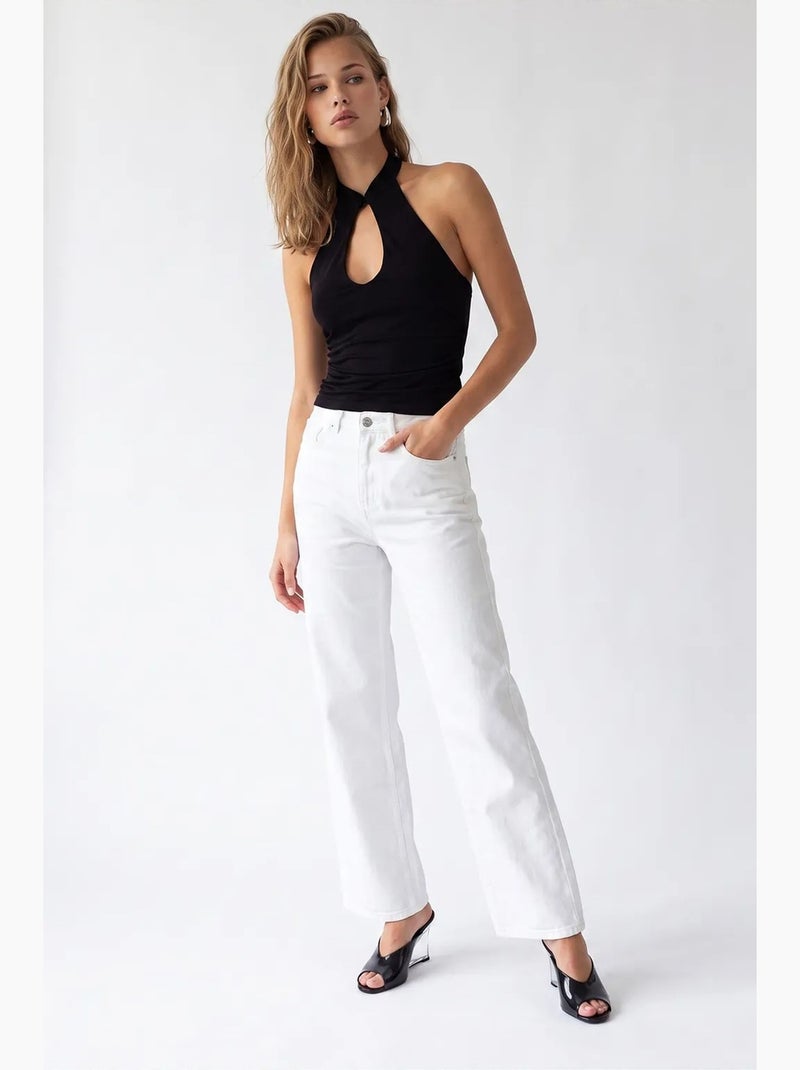 Pantalon femme à jambe droite mixray Blanc - Kiabi