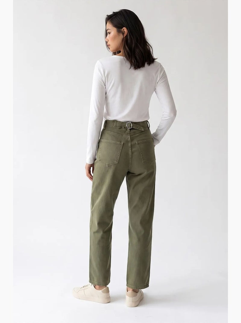 Pantalon femme à jambe droite mixray Kaki - Kiabi