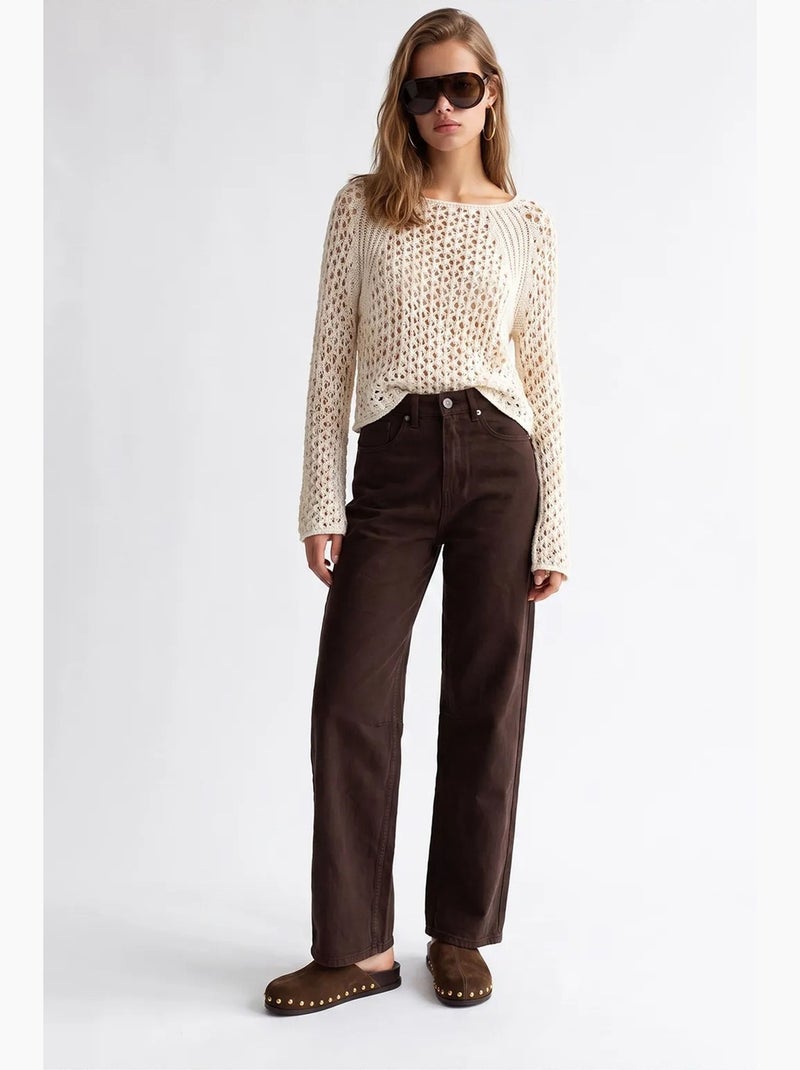 Pantalon femme à jambe droite mixray Marron - Kiabi