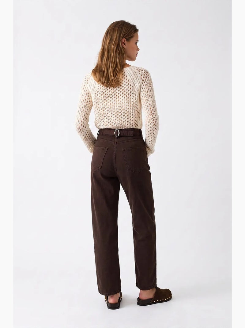 Pantalon femme à jambe droite mixray Marron - Kiabi