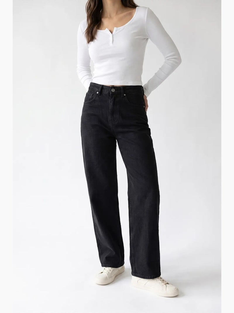 Pantalon femme à jambe droite mixray Noir - Kiabi