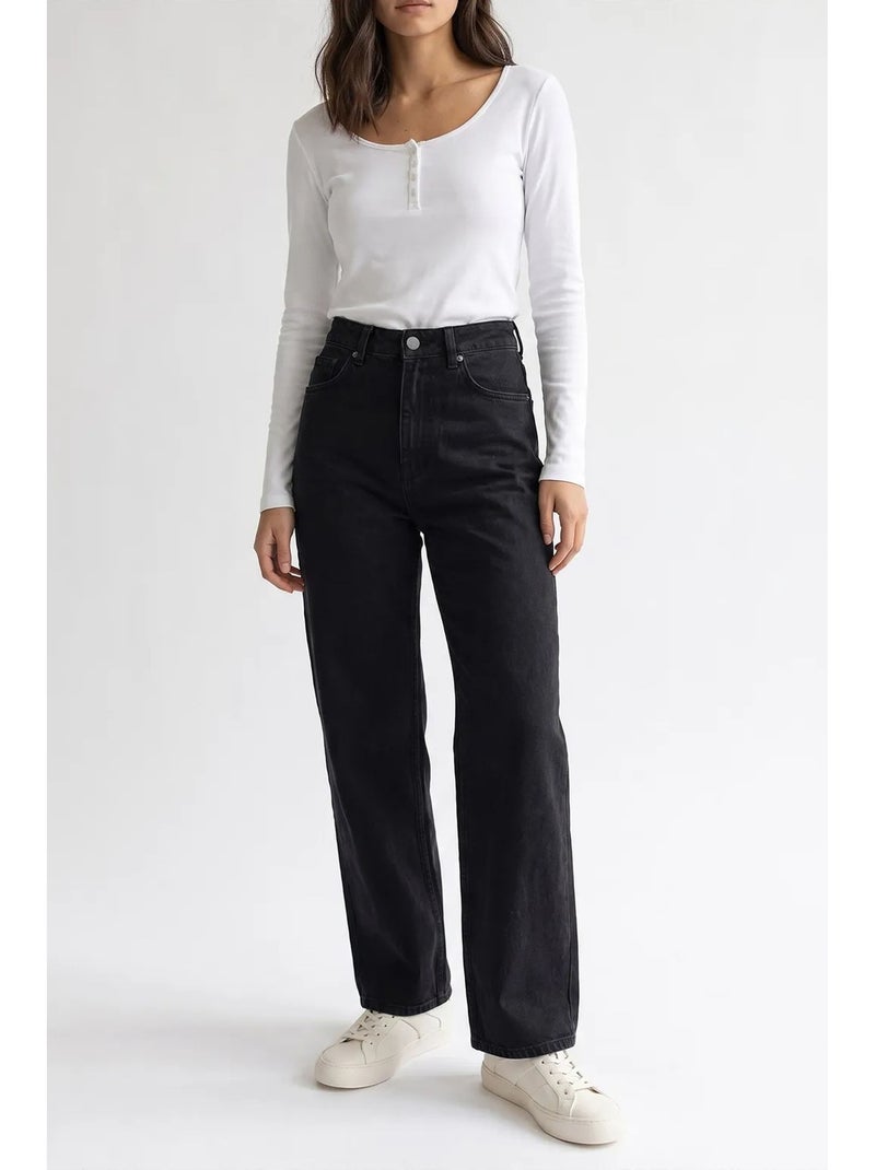 Pantalon femme à jambe droite mixray Noir - Kiabi