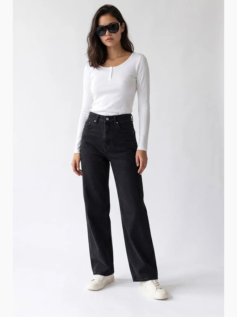 Pantalon femme à jambe droite mixray Noir - Kiabi