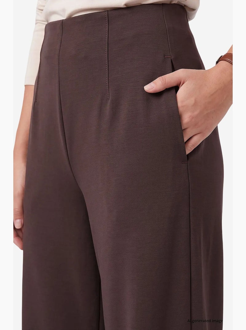 Pantalon femme à jambe droite tommy Marron chocolat - Kiabi