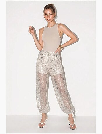 Pantalon femme à paillettes lucci