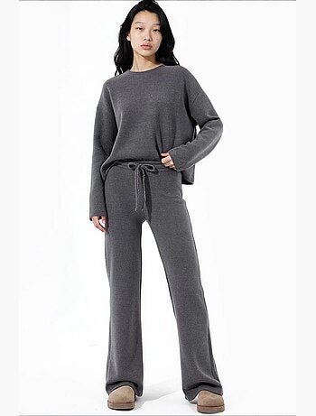 Pantalon femme à taille élastique et jambe large busem