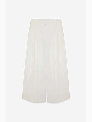 Pantalon femme à taille haute et jambe large en crêpe dilvin