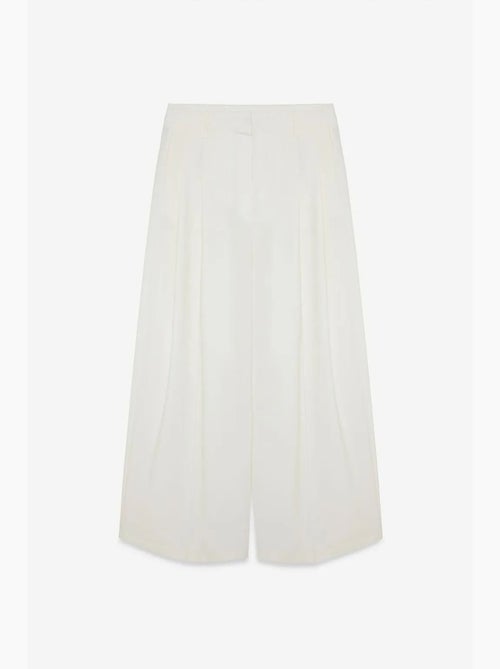 Pantalon femme à taille haute et jambe large en crêpe dilvin - Kiabi Pantalon femme à taille haute et jambe large en crêpe dilvin - Kiabi