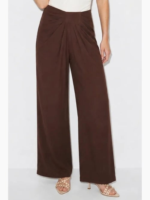 Pantalon femme à taille haute et jambe large lucci - Kiabi