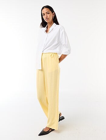 Pantalon femme ample en chaîne et trame léger