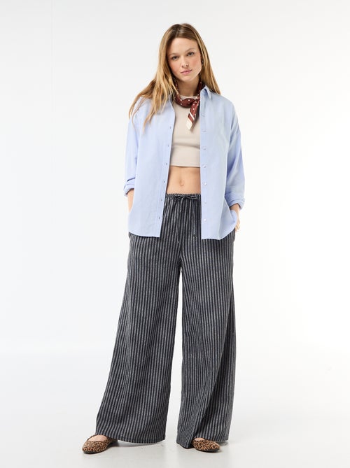Pantalon femme ample en maille crinkle - Kiabi