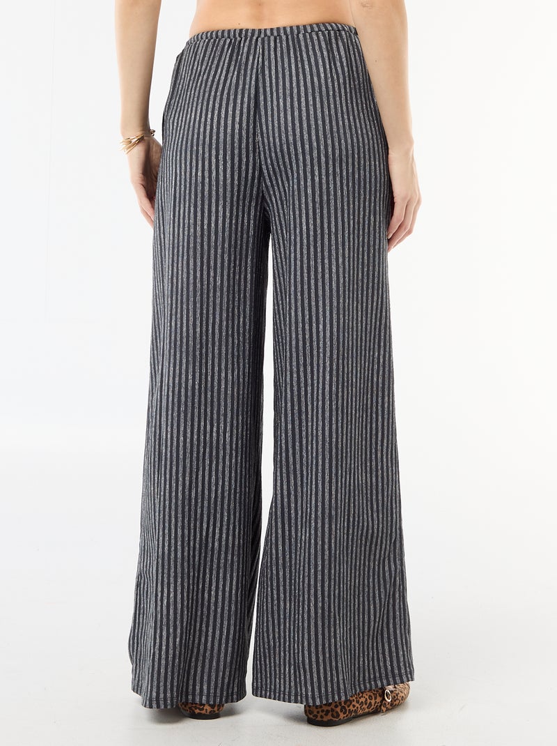 Pantalon femme ample en maille crinkle Gris - Kiabi
