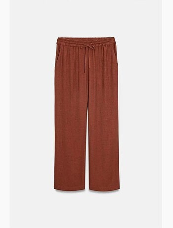 Pantalon femme ample en tissu tissé à taille à cordon dilvin