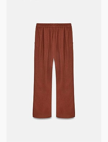 Pantalon femme ample en tissu tissé à taille à cordon dilvin