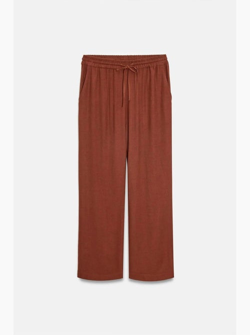 Pantalon femme ample en tissu tissé à taille à cordon dilvin - Kiabi
