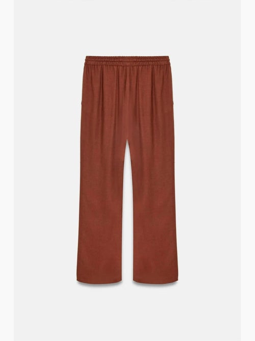 Pantalon femme ample en tissu tissé à taille à cordon dilvin - Kiabi