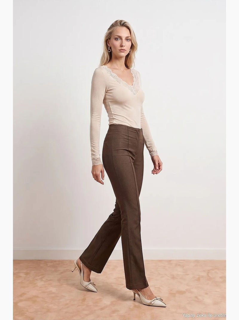 Pantalon femme dilvin Marron - Kiabi